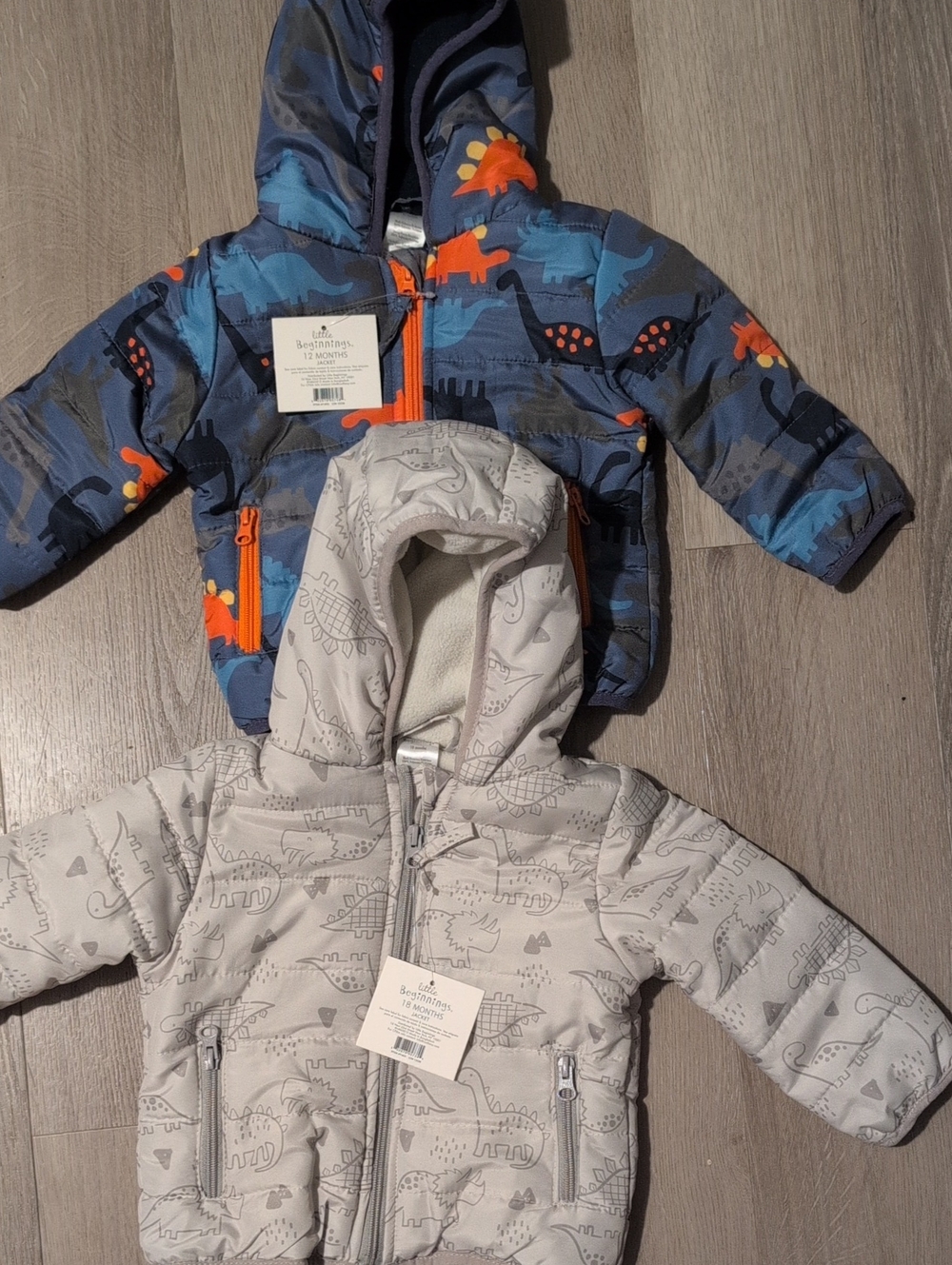 Toddler Dino Puffer Jacket - Navy & Gray